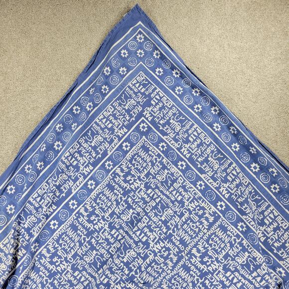 Archana Hanukkah Tablecloth 84" x 60" Blue White Cotton Rectangular Lightweight - Picture 6 of 13
